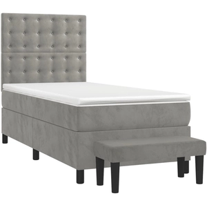 vidaXL Sommier à lattes de lit et matelas Gris clair 90x200 cm Velours pas cher