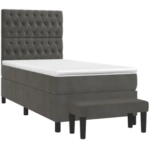vidaXL Sommier à lattes de lit avec matelas Gris foncé 100x200 cm pas cher