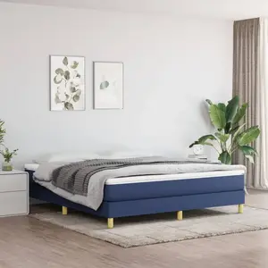 vidaXL Lit à sommier tapissier avec matelas Bleu 180x200 cm Tissu pas cher