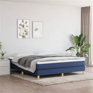 vidaXL Sommier à lattes de lit avec matelas Bleu 160x200 cm Tissu pas cher