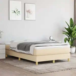 vidaXL Sommier à lattes de lit avec matelas Crème 120x200 cm Tissu pas cher