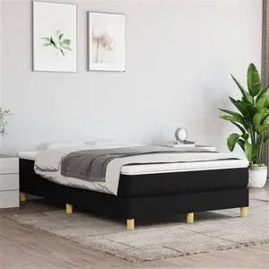 vidaXL Sommier à lattes de lit avec matelas Noir 120x200 cm Tissu pas cher