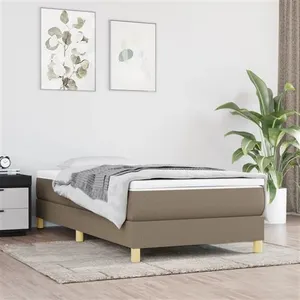 vidaXL Sommier à lattes de lit avec matelas Taupe 80x200 cm Tissu pas cher