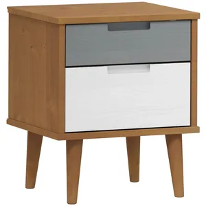 vidaXL Table de chevet MOLDE Marron 40x35x48 cm Bois de pin solide pas cher