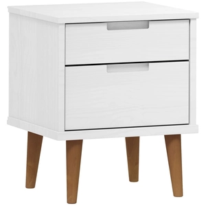 vidaXL Table de chevet MOLDE Blanc 40x35x48 cm Bois de pin massif pas cher