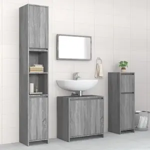 vidaXL Ensemble de meubles de salle de bain 4 pcs Sonoma gris pas cher