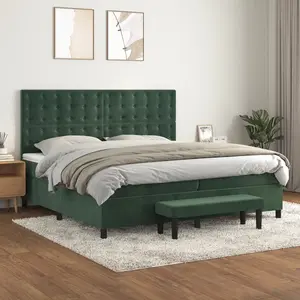 vidaXL Sommier à lattes de lit et matelas Vert foncé 200x200cm Velours pas cher