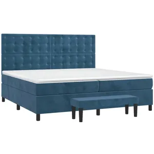 vidaXL Sommier à lattes de lit et matelas Bleu foncé 200x200cm Velours pas cher