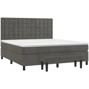 vidaXL Sommier à lattes de lit et matelas Gris foncé 160x200cm Velours pas cher