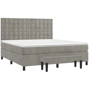 vidaXL Sommier à lattes de lit et matelas Gris clair 180x200cm Velours pas cher