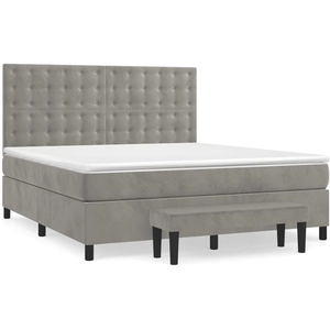 vidaXL Sommier à lattes de lit et matelas Gris clair 160x200cm Velours pas cher