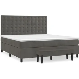 vidaXL Sommier à lattes de lit et matelas Gris foncé 180x200cm Velours pas cher