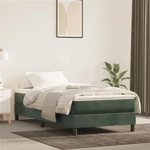 vidaXL Sommier à lattes de lit et matelas Vert foncé 80x200 cm Velours pas cher