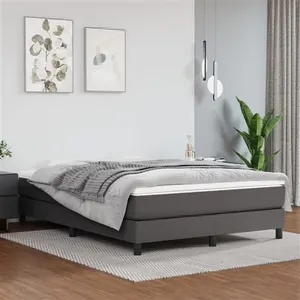 vidaXL Sommier à lattes de lit avec matelas Gris 140x200 cm Similicuir pas cher