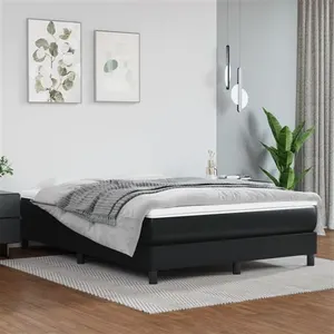 vidaXL Sommier à lattes de lit avec matelas Noir 140x200 cm Similicuir pas cher