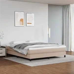 vidaXL Sommier à lattes de lit avec matelas Cappuccino 180x200 cm pas cher