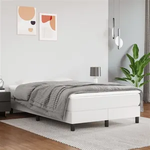 vidaXL Sommier à lattes de lit avec matelas Blanc 120x200cm Similicuir pas cher
