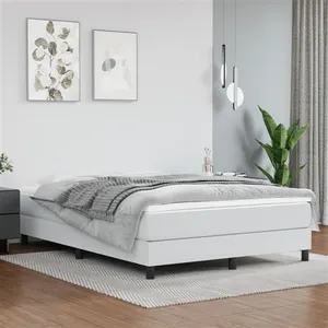 vidaXL Sommier à lattes de lit avec matelas Blanc 140x190cm Similicuir pas cher