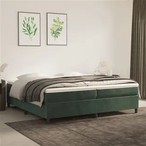 vidaXL Sommier à lattes de lit et matelas Vert foncé 200x200cm Velours pas cher