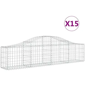 vidaXL Paniers à gabions arqués 15 pcs 200x30x40/60 cm Fer galvanisé pas cher