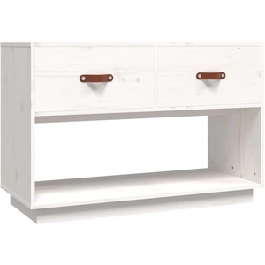 vidaXL Meuble TV Blanc 90x40x60 cm Bois de pin massif pas cher