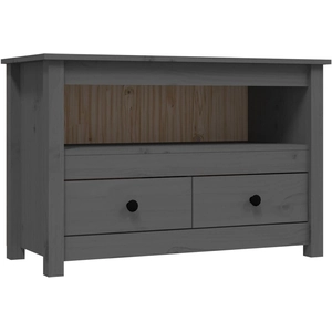 vidaXL Meuble TV Gris 79x35x52 cm Bois de pin massif pas cher