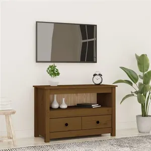 vidaXL Meuble TV Marron miel 79x35x52 cm Bois de pin massif pas cher