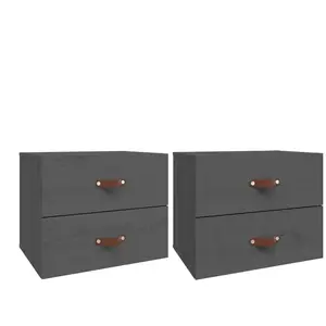 vidaXL Tables de chevet murales 2 pcs Gris 50x36x40 cm pas cher
