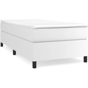 vidaXL Sommier à lattes de lit avec matelas Blanc 100x200cm Similicuir pas cher