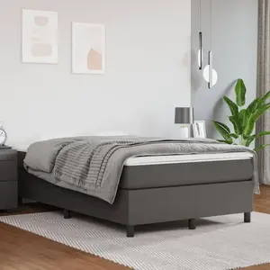 vidaXL Sommier à lattes de lit avec matelas Gris 120x200 cm Similicuir pas cher