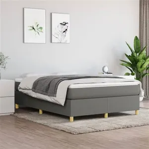 vidaXL Sommier à lattes de lit avec matelas Gris foncé 140x190cm Tissu pas cher