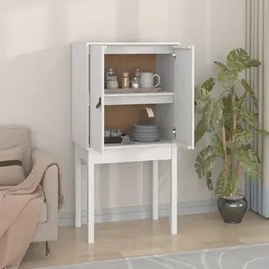 vidaXL Buffet haut Blanc 60x40x120 cm Bois massif de pin pas cher