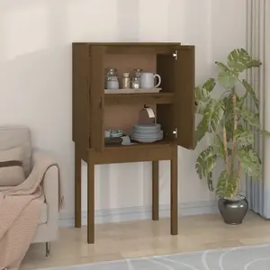 vidaXL Buffet haut Marron miel 60x40x120 cm Bois massif de pin pas cher