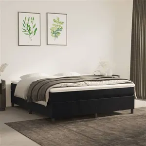 vidaXL Sommier à lattes de lit avec matelas Noir 180x200 cm Velours pas cher