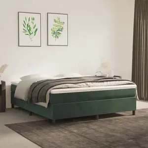 vidaXL Sommier à lattes de lit et matelas Vert foncé 180x200cm Velours pas cher