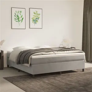 vidaXL Sommier à lattes de lit et matelas Gris clair 160x200cm Velours pas cher