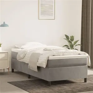 vidaXL Sommier à lattes de lit et matelas Gris clair 100x200cm Velours pas cher