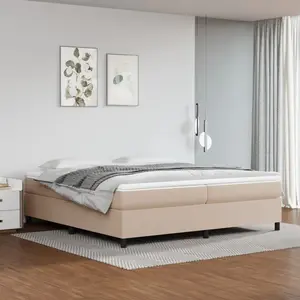 vidaXL Sommier à lattes de lit avec matelas Cappuccino 200x200 cm pas cher