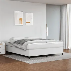 vidaXL Sommier à lattes de lit avec matelas Blanc 180x200cm Similicuir pas cher