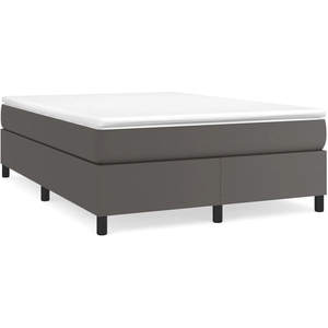 vidaXL Sommier à lattes de lit avec matelas Gris 200x200 cm Similicuir pas cher