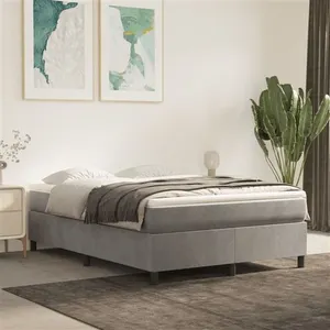 vidaXL Sommier à lattes de lit et matelas Gris clair 140x190cm Velours pas cher