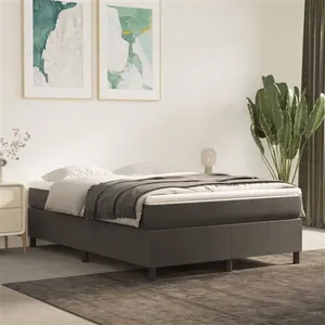 vidaXL Sommier à lattes de lit et matelas Gris foncé 140x190cm Velours pas cher