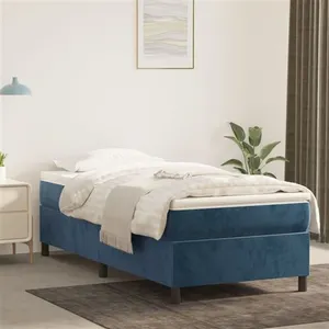 vidaXL Sommier à lattes de lit et matelas Bleu foncé 80x200 cm Velours pas cher