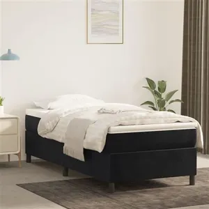 vidaXL Sommier à lattes de lit avec matelas Noir 90x190 cm Velours pas cher
