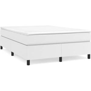 vidaXL Sommier à lattes de lit avec matelas Blanc 140x200cm Similicuir pas cher