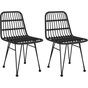 vidaXL Chaises de jardin 2 pcs Noir 48x62x84 cm Résine tressée pas cher