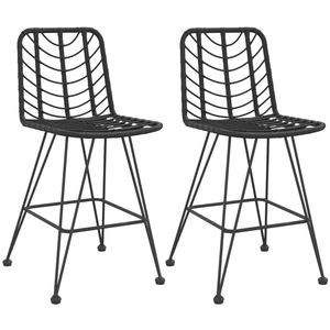 vidaXL Tabourets de bar 2 pcs Noir 45x56x103,5 cm Résine tressée acier pas cher