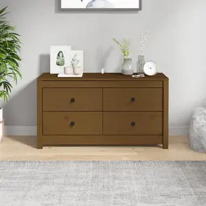 vidaXL Armoire latérale Marron Miel 100x40x54 cm Bois de pin massif pas cher