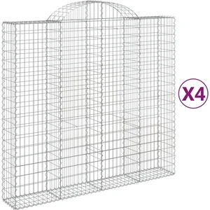 vidaXL Paniers à gabions arqués 4 pcs 200x50x180/200 cm Fer galvanisé pas cher