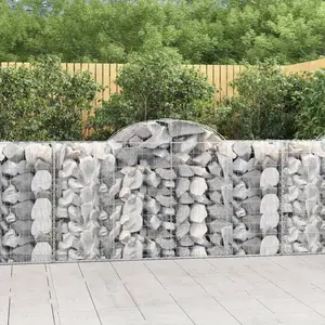 vidaXL Paniers à gabions arqués 3 pcs 200x50x100/120 cm fer galvanisé pas cher